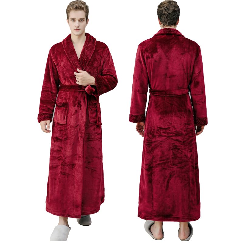Oksun Womens Plush Fleece Long Robe: Flannel Warm Bathrobe - Full Length Winter Housecoat - Soft Cozy Nightgown Sleepwear (Red, XL) - Image 4